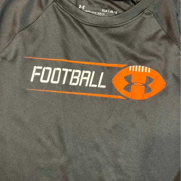 Under Armour Boys black orange football long sleeve shirt size youth large - Picture 3 of 4
